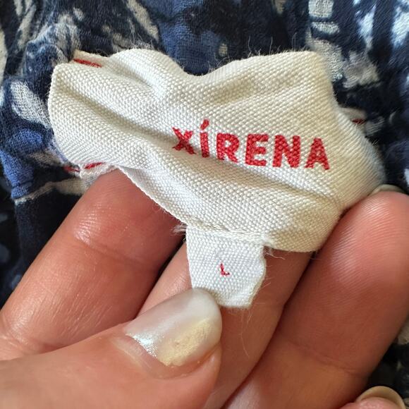 XIRENA | Blue Batik Print Cotton Gauze Draper Pants | Blue Petal | Size Large - Picture 5 of 5